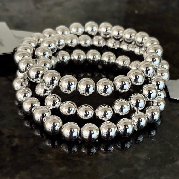 NWT Silver Bead Bracelet Stack - 3pc set - Picture 4 of 5